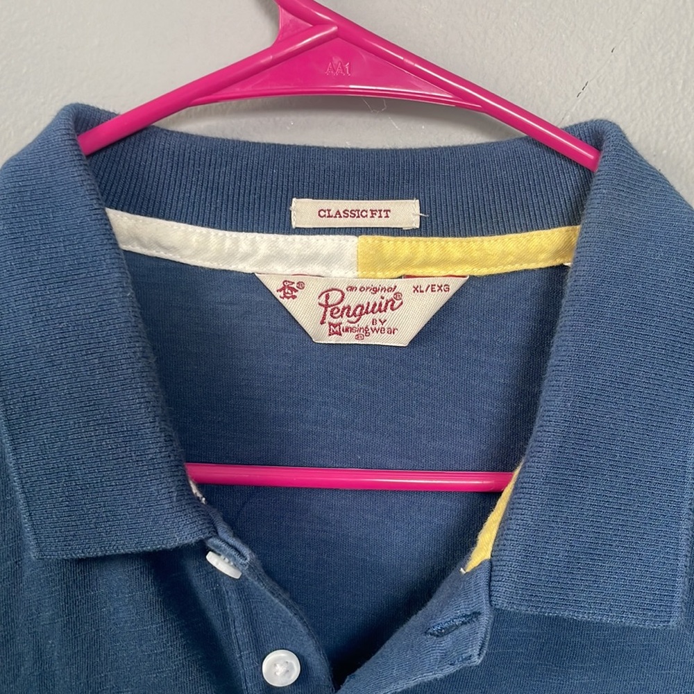 Original Penguin XL Navy Striped Sleeves Polo preppy new money country club - Picture 4 of 8